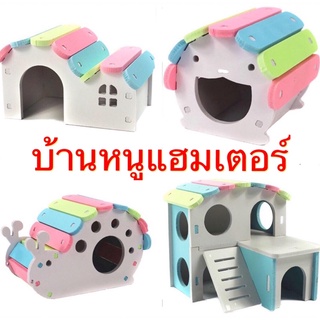 บ้านหนูแฮมเตอร์ ของเล่น บ้านตกแต่งกรง สีสวย มีหลายแบบให้เลือก