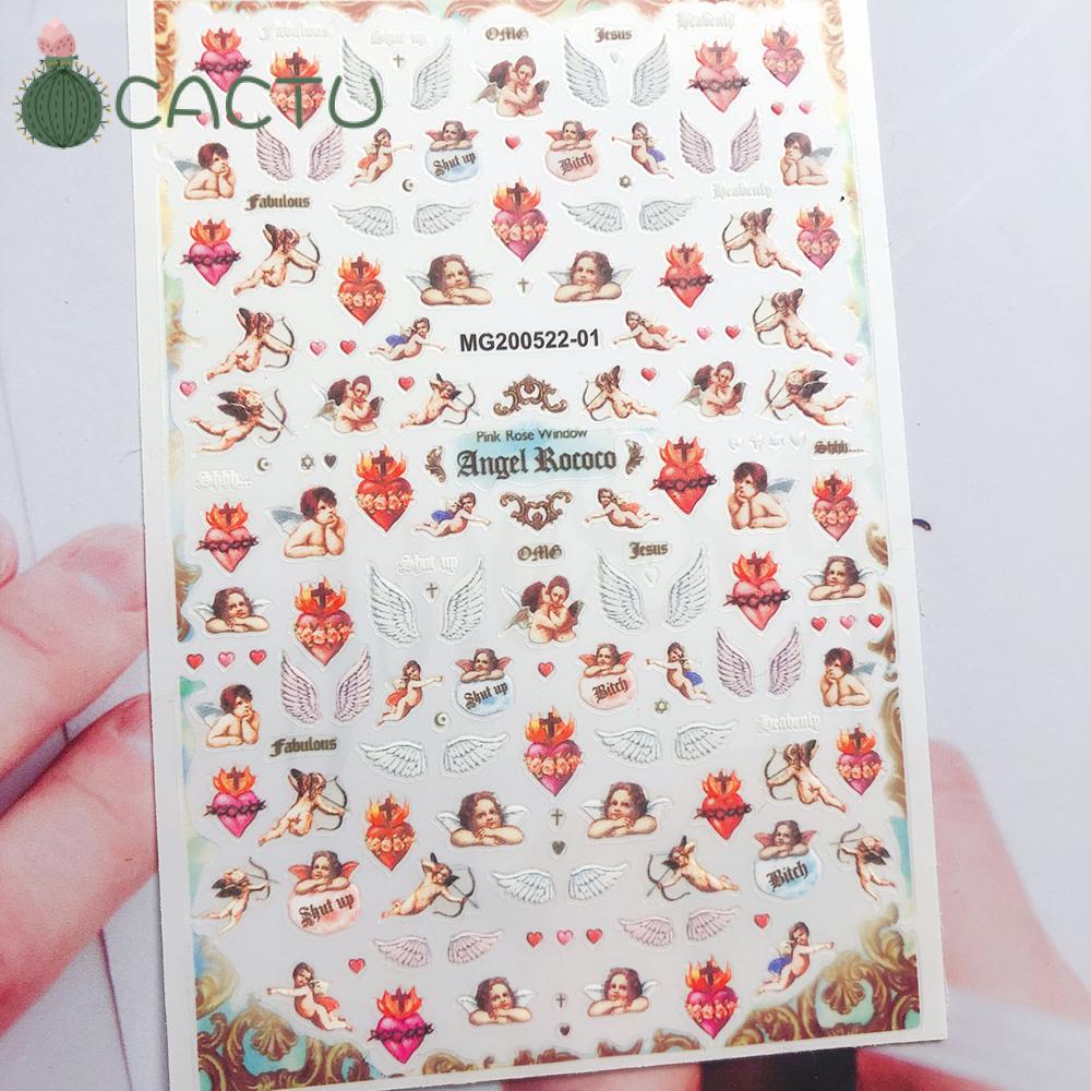 CACTU???? Nail Beauty 3D Nail Art Sticker Manicure Decor Back Glue Adhseive Angel Pattern