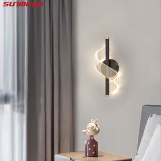 Sunmeiyi โคมไฟ LED สไตล์นอร์ดิก โมเดิร์น สําหรับติดตกแต่งผนังห้องนอน ห้องนั่งเล่น ข้างเตียง ทางเดิน บันได ทางเดิน ในร่ม