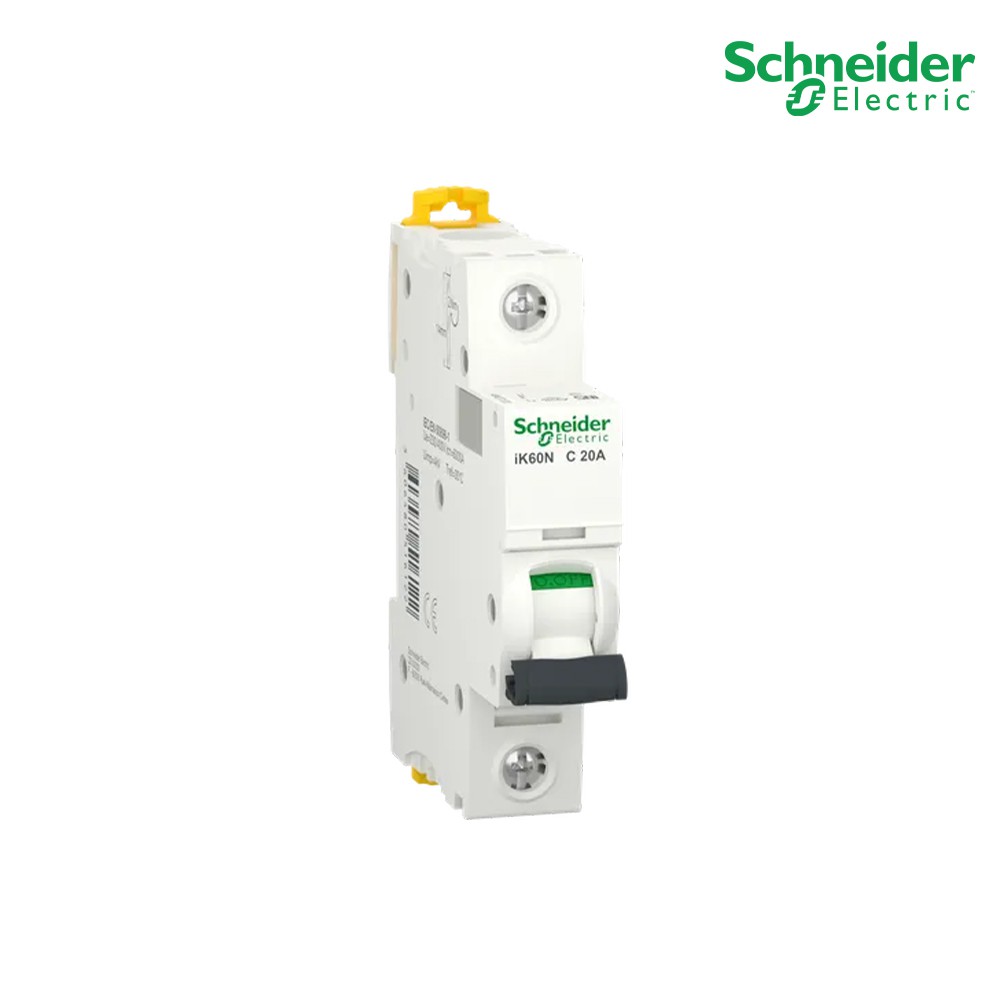 Schneider Miniature circuit-breaker, Acti9 iK60N, 1P, 20 A, C curve, 6000 A , 6kA A9K27120 PlugOn