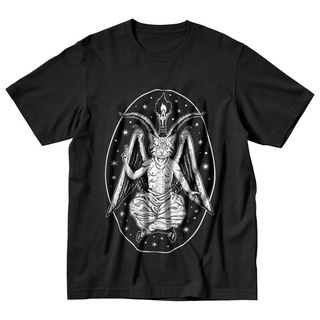 เสื้อยืดวินเทจเสื้อยืดแขนสั้น คอกลม ผ้าฝ้าย 100% พิมพ์ลาย Hail Baphomet Evil Satan Demon Cat สไตล์สตรีท แฟชั่นสําหรับผู้