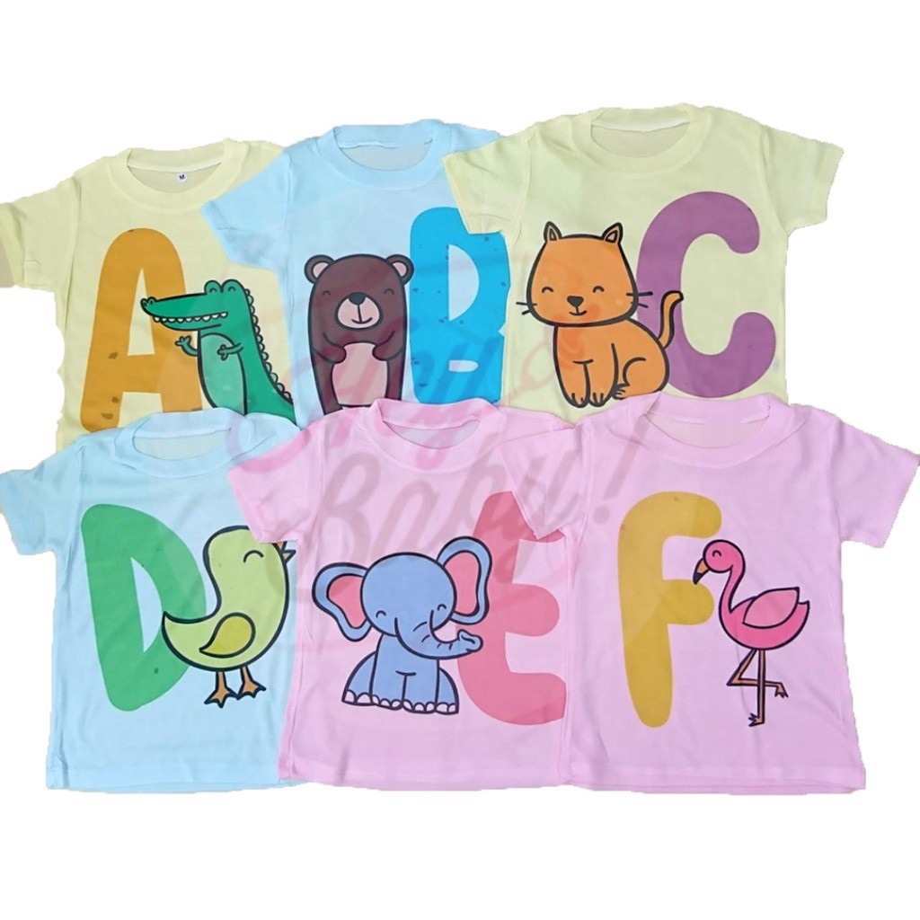 12.12 plazababyku CHILDRENS ALPHABET ONECK COLOR T-SHIRT เด็กชายและเด็กหญิง ทารกแรกเกิด-4 ปี