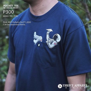 เสื้อยืดคอกลม Astronaut Paperplane Pocket Tee | Thrift Apparel T-Shirtเสื้อยืด