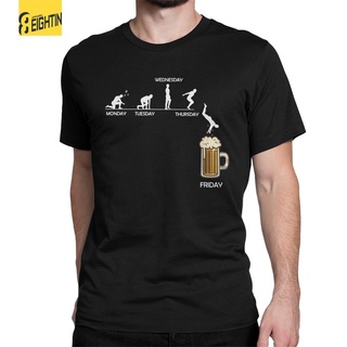 เสื้อยืดคอกลม แขนสั้น ผ้าฝ้าย พิมพ์ลายเบียร์ Friday evolution สําหรับผู้ชาย PBVWS-5XL