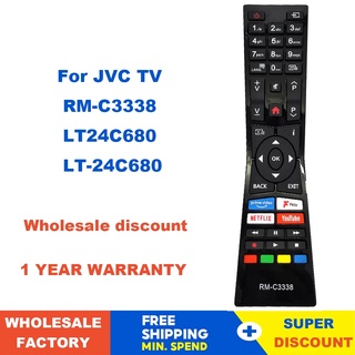 ใหม่ รีโมตคอนโทรล RM-C3338 สําหรับสมาร์ททีวี LED JVC LT24C680 LT-24C680 พร้อม Prime video Youtube NetFlix Fplay