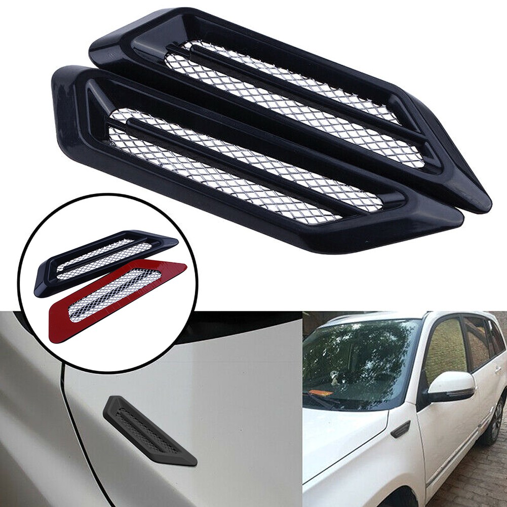 2x Car SUV Plastic Chrome Air Flow Fender Side Vent Decoration Sticker Accessory 2x Car SUV Plastic Chrome Air Flow Fender Side Vent Decoration Sticker Accessory