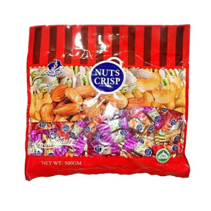Nuts Crisp ขนมตุ๊บตับ ขนมถั่วอัดแท่งขนาด 500 กรัม คละกันจากถั่ว 3 ชนิด ส่งเร็ว