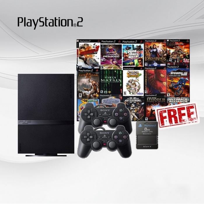 Ps2 เครื่อง Ps2 Sony PlayStation 2 ของแท้ 2 จอย แถมแผ่นเกมฟรี 5 เกมพร้อมเล่นเกม (Sony PlayStation 2 