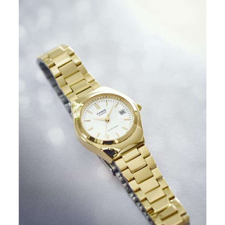 Casio รุ่น LTP1170N7A นาฬิกาข้อมือผู้หญิงสายแสตนเลสสีทอง หน้าปัดสีขาว สุดหรู