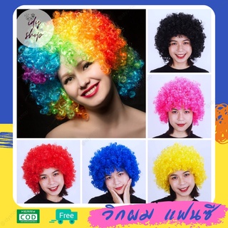 วิกผม วิกตัวตลก ผมทรง หัวฟู Afro แอฟโฟร ผมปลอม วิกคอสเพลย์ ดิสโก้ ขนาดฟรีไซส์ยางยืด สีรุ้ง idyshop