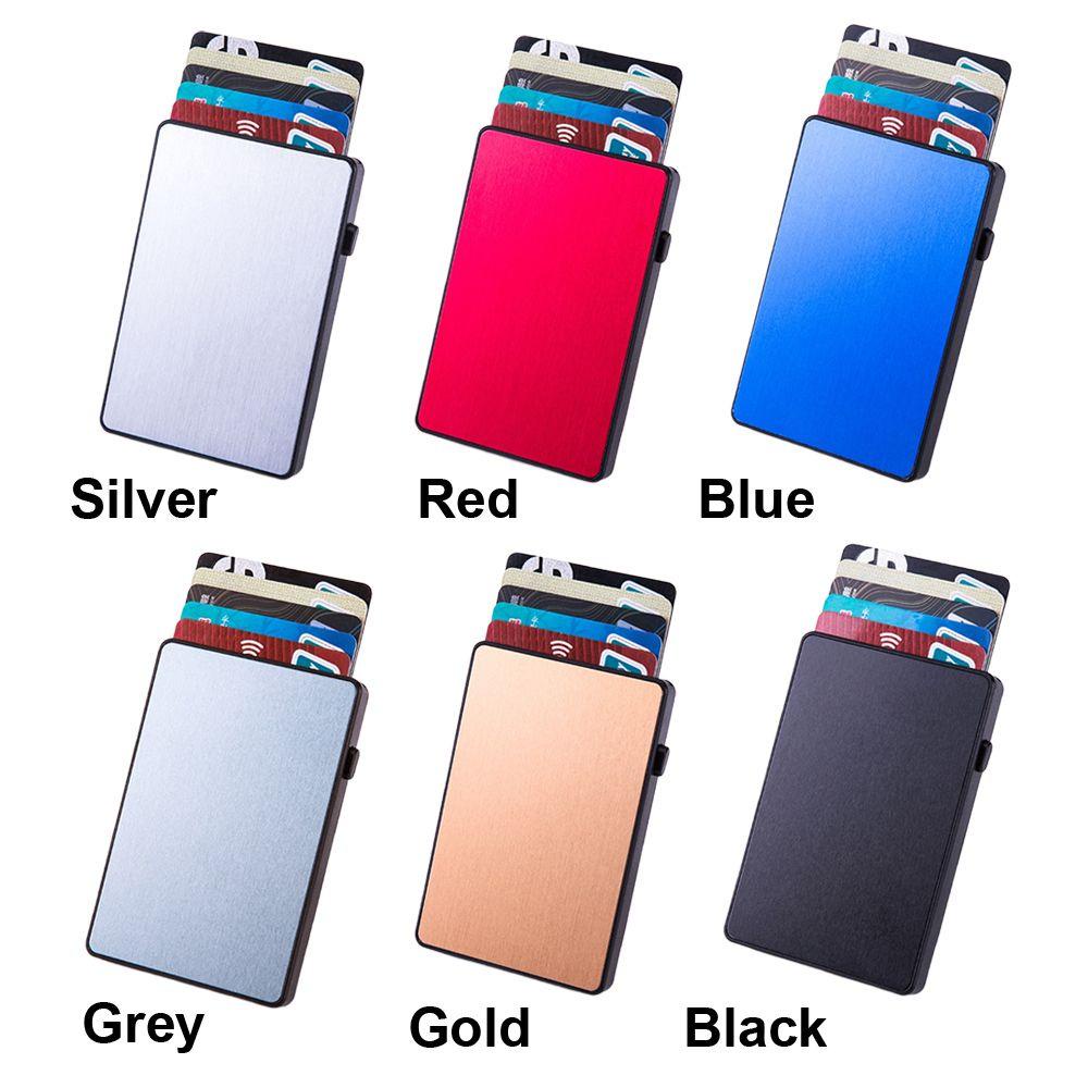 Estrenar ผู้ถือบัตรเครดิตอลูมิเนียม Slim Business Men Anti Theft Ultra Thin กระเป๋าผู้ชาย RFID Blocking