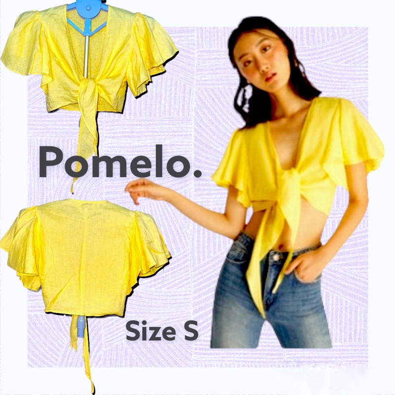 Pomelo. เสื้อครอปสีเหลือง Shopee Thailand