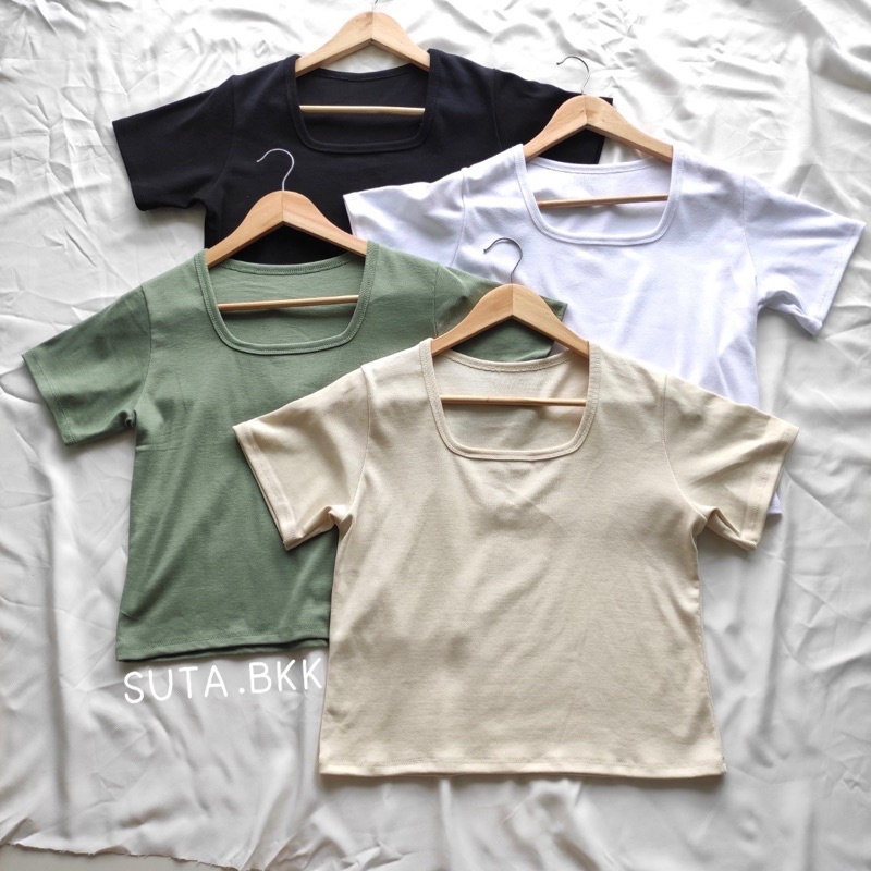 เสื้อคอปสาวอวบ ทรงคอเหลี่ยม เสื้อสาวอวบ ผ้าร่องอก36-42นิ้ว