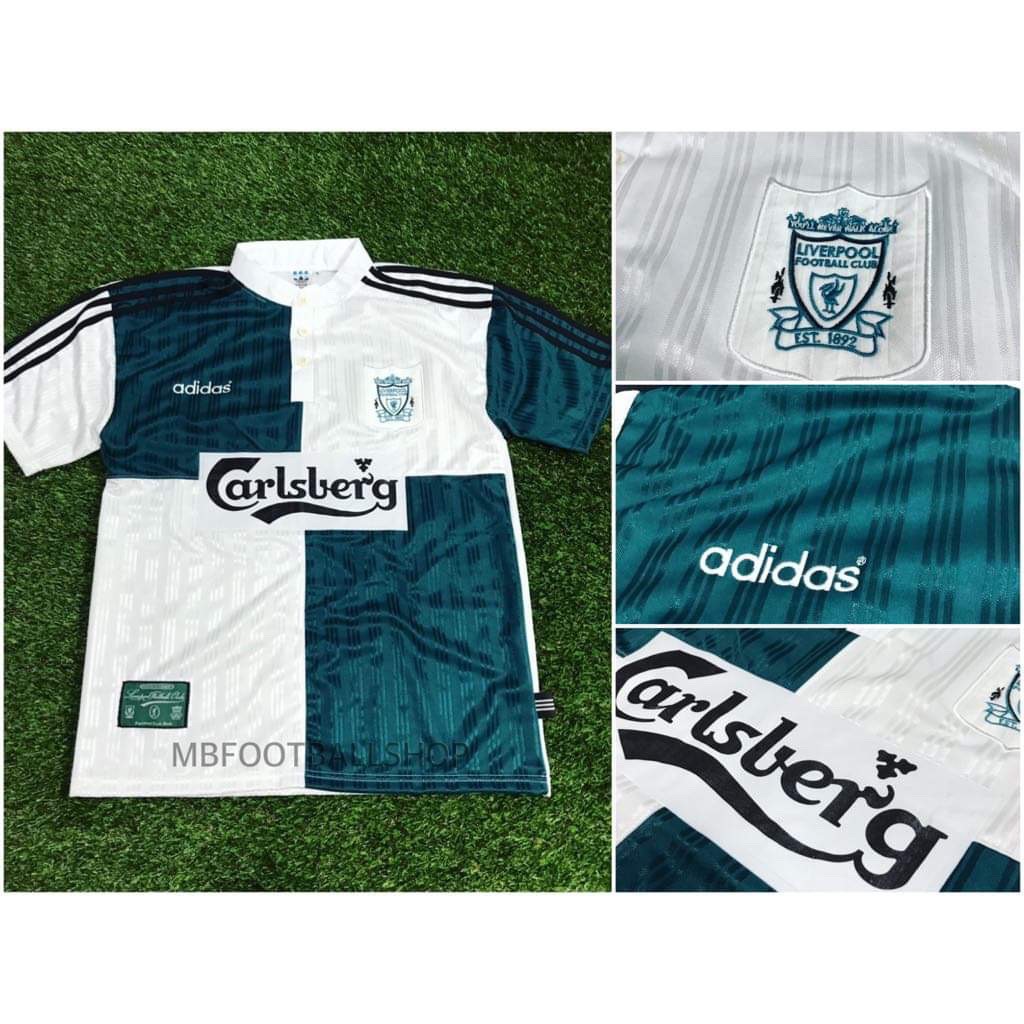 เสื้อลิเวอร์พูล ชุดเยือน สีเขียว-ขาว ( Liverpool Away 1995-96 )