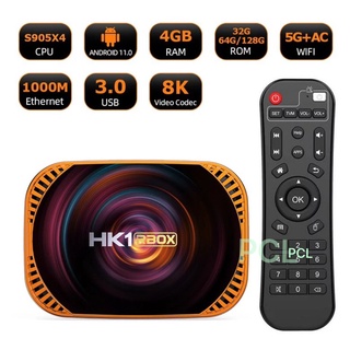 HK1 RBOX X4 Android 11.0 Amlogic S905X4กล่องสมาร์ททีวี8K 4G/32/ 64GB 3D Wifi 2.4G และ5G สนับสนุน Google Player Youtube Netlflix