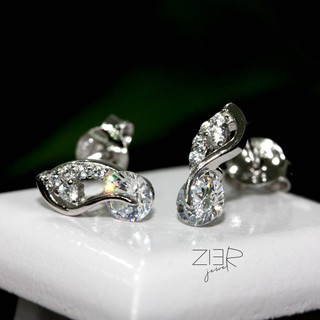 ต่างหูเงินแท้ 925 ประดับพลอยCZ Earring Silver 925 With Cubic Zirconia-(E27180242)