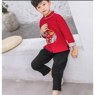 #BRID458 ชุดจีนเด็กผู้ชาย พร้อมส่ง  ผ้าเนื้อลินิน ใส่สบาย เสื้อพร้อมกางเกง  งานตรงปกค่ะ