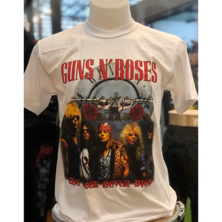 สไตล์มินิมอล GUNS NROSES สีขาว เสื้อวงดนตรี  เสื้อtour would เสื้อยืดคอกลม เสื้อสไตล์วินเทจ ไม่มีตะเข็บขาง คนดัง