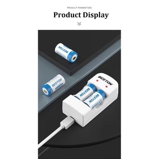 ถ่านชาร์จ BESTON BST-(CD643+CR123A) 2X 650mAh 2ก้อน + ที่ชาร์จ