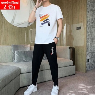 ** BK398+KU353**แฟชั่นชุดเซ็ท  (2ชิ้น) ชุดแฟชั่นเสื้อยืด+กางเกงวอร์มผ้ายืด ชุดใส่เทียว ใส่ทำงาน