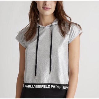 เสื้อแขนสั้นมีฮู้ดKARL LAGERFELDไซส์xsแบบเก๋ๆเท่ห์ๆมีสไตล์ ของแท้จากช็อปอเมริกา พร้อมส่ง