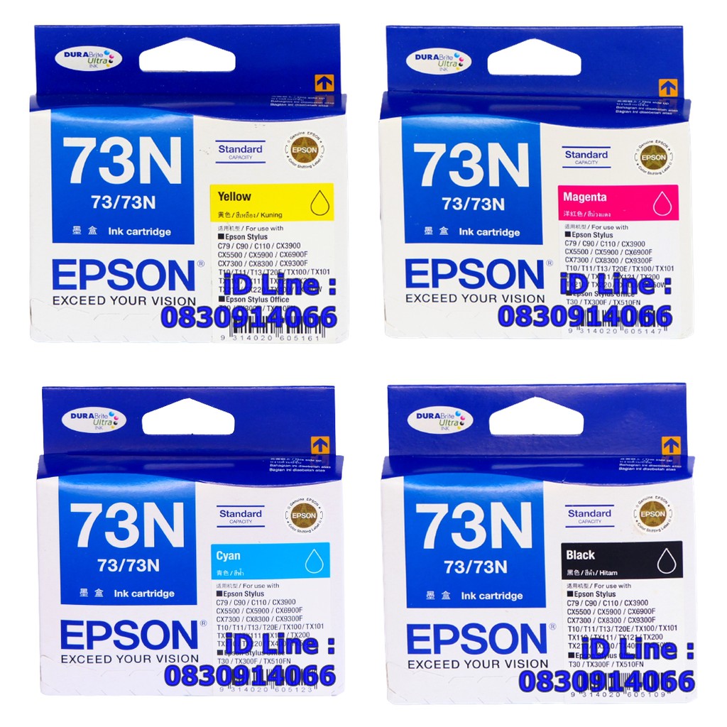 Original Epson 73N BK/C/M/Y อิงค์เจ็ท Epson รุ่น T10/T11/T13/T20E/T30/TX200/TX300/TX400/TX101/220/12