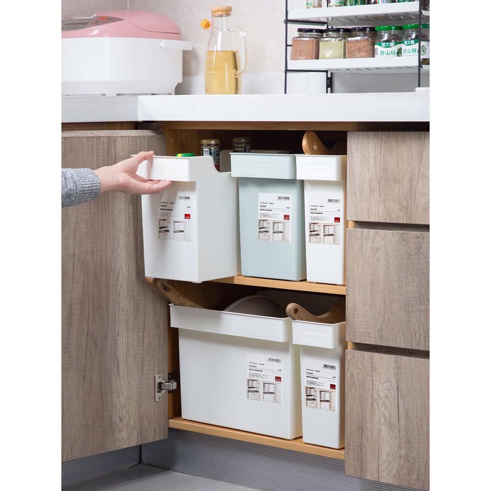 (cha) With Pulley Cupboard Storage Box Kitchen Pot Storage Box Plastic