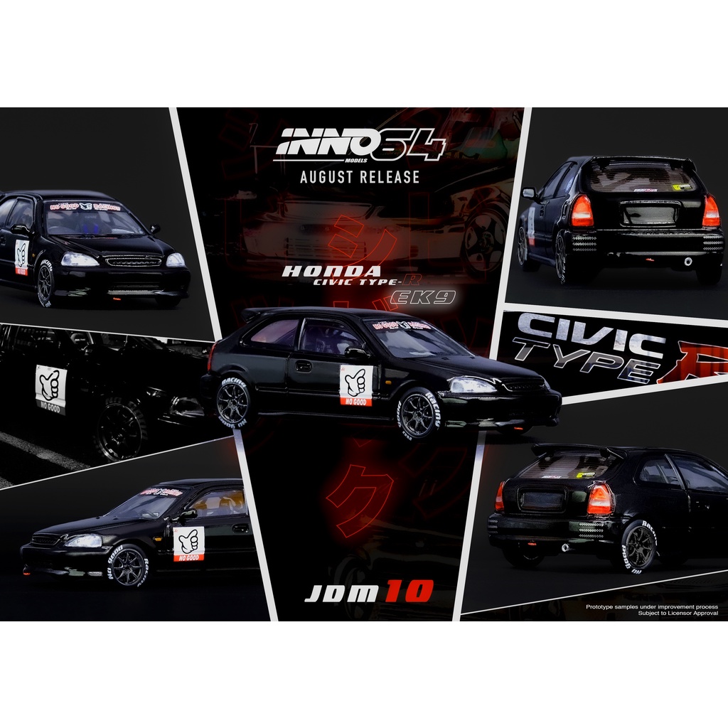 INNO รุ่น INNO64 1/64 JDM HONDA CIVIC TYPE-R EK9 NO GOOD RACING สีดํา
