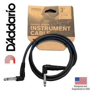 DAddario® PW-CGTPRA-03 สายพ่วงเอฟเฟค สายแจ็ค 1 เมตร หัวงอ / หัวงอ (3 FT / Classic Series Patch Cable / Right-Angle to R