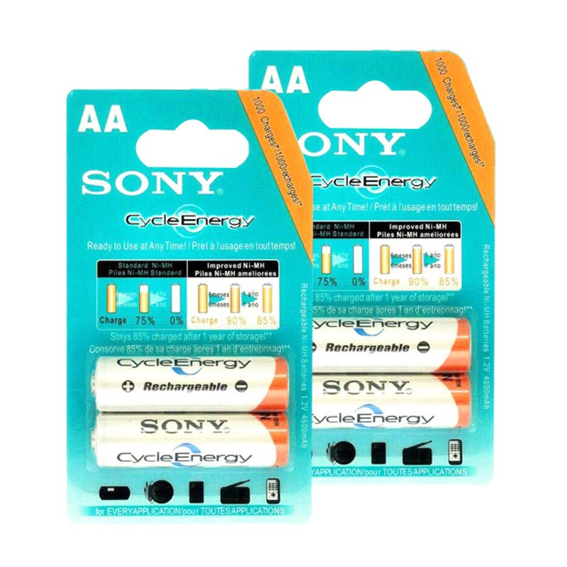 Sony ถ่านชาร์จ AA 4600 mAh NIMH Rechargeable Battery 2 ก้อน X2
