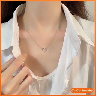 Cocojewelry สร้อยคอ จี้รูปหัวใจ ประดับเพชร แบบเรียบง่าย สไตล์เกาหลี