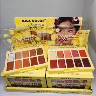 MILA COLOR MC5050 มิลา คัลเลอร์ เฟรช เลมอน fresh lemon eyeshadow พาเลทอายแชโดว์ 10 เฉดสี สีสวย ไม่เลอะ ติดทนนานตลับเล็ก พกพาสะดวก