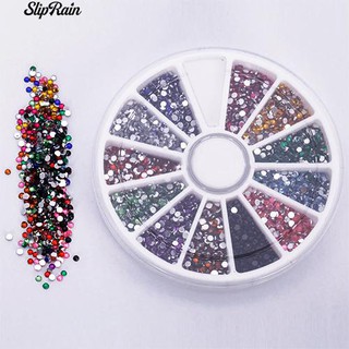 🌹♥ 12 สี 500 ชิ้น 2.0 มม. เคล็ดลับ Rhinestones อัญมณี Round Wheel Nail Art Decor