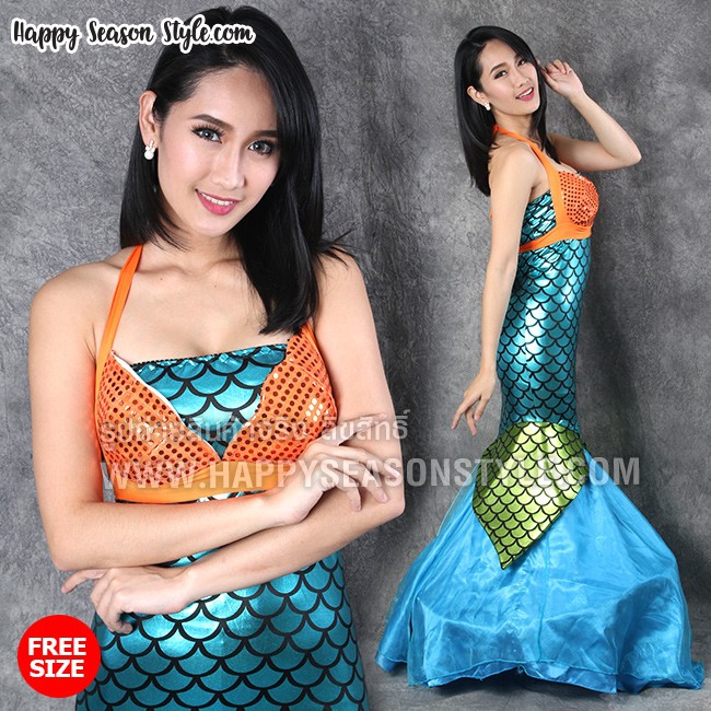 ชุดนางเงือก mermaid เมอร์เมด MER1 - สีส้มฟ้า