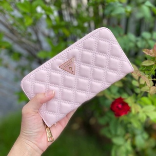 GUESS Quilted Long Wallet Pink