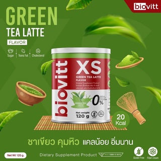 ✨Biovitt XS (รสกรีนที ลาเต้) อร่อย เข้มข้น/อิ่มนาน ลดความอยากอาหาร หุ่นกระชับ แคลน้อยน้ำตาล 0% Fat 0% KCAL0% (ขนาด 120G)