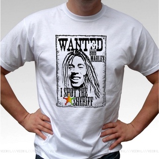 【เลือกบูติก】เสื้อยืดผ้าฝ้าย 100% พิมพ์ลาย Bob Marley WANTED Rasta Reggae ระบายอากาศ สีขาว สําหรับผู้ชาย LHZYสามารถปรับแต