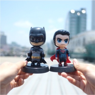 โมเดล Batman แบทแมน &amp; Superman ซุปเปอร์แมน Justice League ท่ายืน ส่ายหัว 4.5นิ้ว