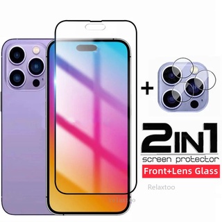 2in1 Tempered Glass For Iphone 14 13 12 11 Pro Max 14 13 mini 14Pro 13pro 12pro 14 plus  14mini 14plus Camera Lens Film Screen Protector HD phone Full Cover Protective Glass film