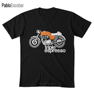 เสื้อยืดผ้าฝ้ายเสื้อยืด พิมพ์ลาย triple espresso laverda racer triple espresso สําหรับรถจักรยานยนต์L XL  XXL 3XL