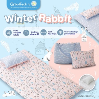 ที่นอนเด็ก ที่นอนพกพา ผ้า Cool Pass ลาย Winter Rabbit ที่นอนอนุบาล ที่นอนเตียงตาข่าย