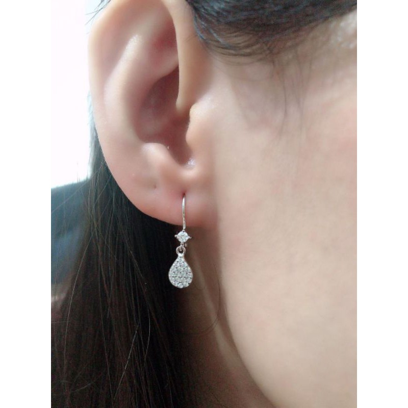 925 SILVER VARIATION EARRINGS WHITE GOLD PLATED / เครื่องประดับเงินผู้หญิง / เงินแท้ / AT 777