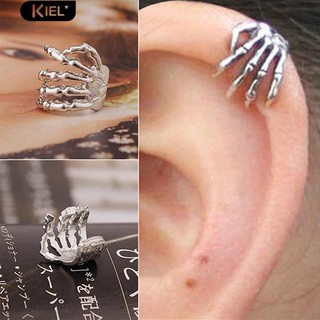 Kiel 1Pc Unisex Punk Design โครงสร้อยคอสีเงินโครงกระดูกหูนิ้วก้อยหู