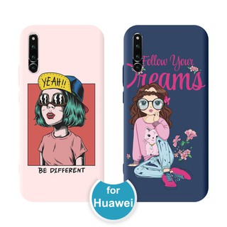 เคสโทรศัพท์มือถือลายการ์ตูนผู้หญิงสําหรับ Huawei P 20 P 30 Pro Nova 3i 3e 4 4 E Mate 20 Lite P Smart Plus Z Y9 Prime 2019กรณี