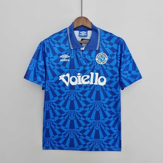 เสื้อกีฬาแขนสั้น ลายทีมชาติฟุตบอล Napoli 91-93 ชุดเหย้า สไตล์เรโทร