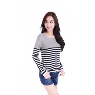 N614 Top ลายริ้วMix &amp; Match ได้ทุกสไตล์ #497