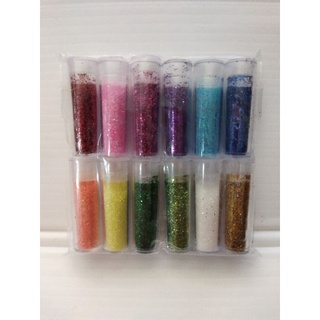 กากเพชรสีรุ้ง(แพ็ค 12 สี)หลอดเล็ก