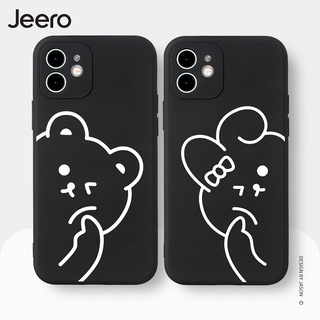 Jeero เคสคู่ เคสไอโฟน คู่รัก กันกระแทกซิลิโคนนุ่มการ์ตูนน่ารักตลก เคสโทรศัพท์ Compatible for iPhone 15 14 13 12 11 Pro Max SE 2020 X XR XS 8 7 6 6S Plus พลัส HFE476