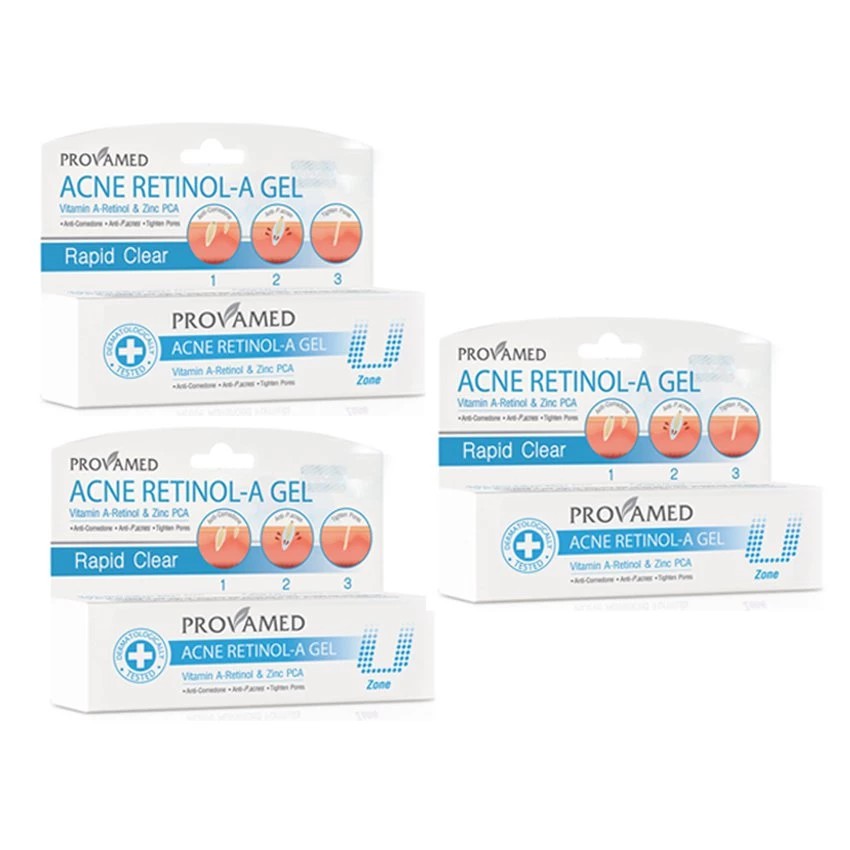 Provamed Acne Retinol-A Gel เจลแต้มสิว 10 g. แพ็ค 3 กล่อง
