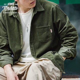 เสื้อเชิ้ตแขนยาวผ้าลูกฟูกสไตล์อเมริกันย้อนยุคเสื้อเชิ้ตสุภาพ…